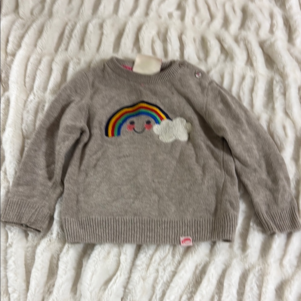 Toots & Mac genty Toddler Neutral Gray Sweater with Rainbow Patch